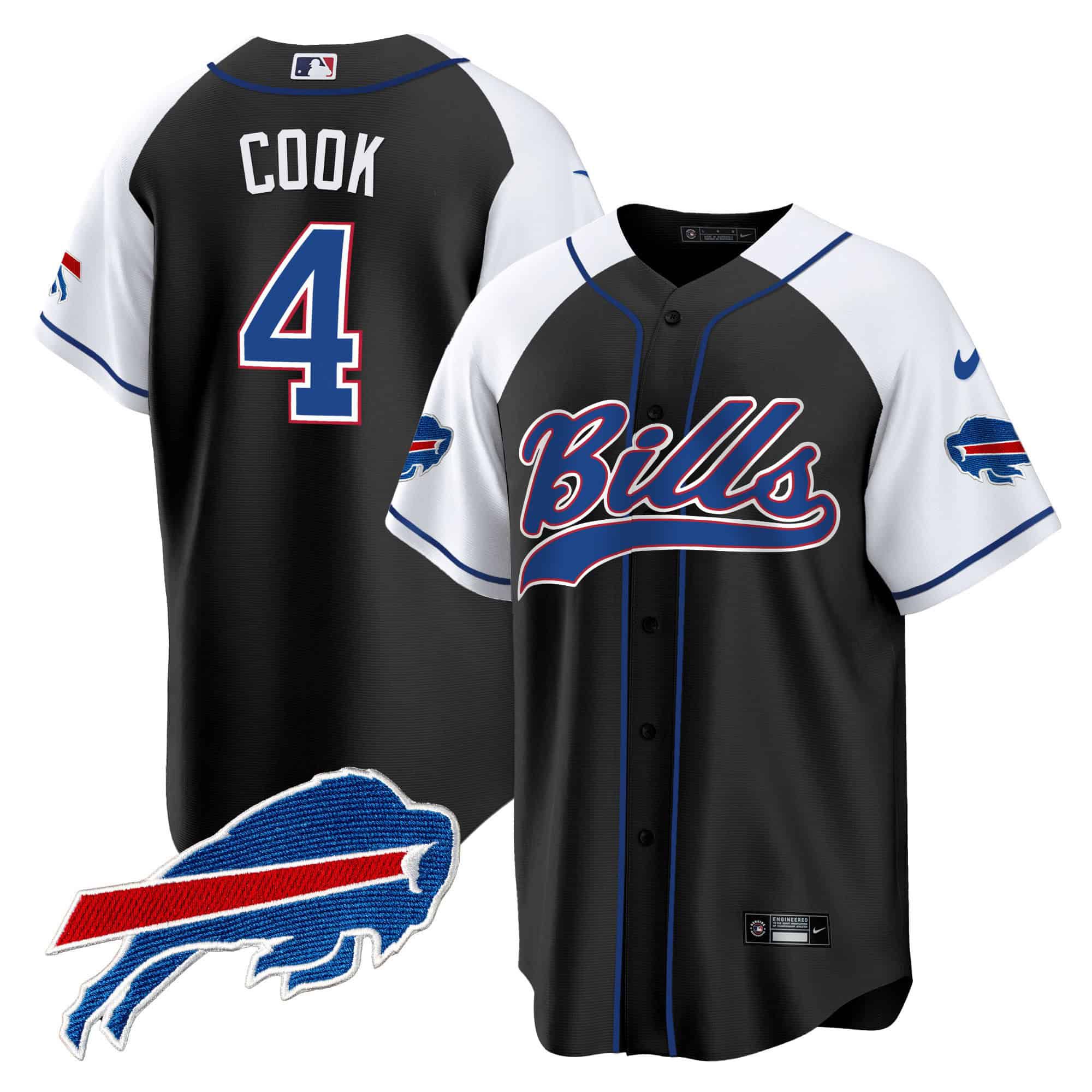 Men Buffalo Bills #4 Cook Black 2024 Nike Baseball Game NFL Jersey style 1